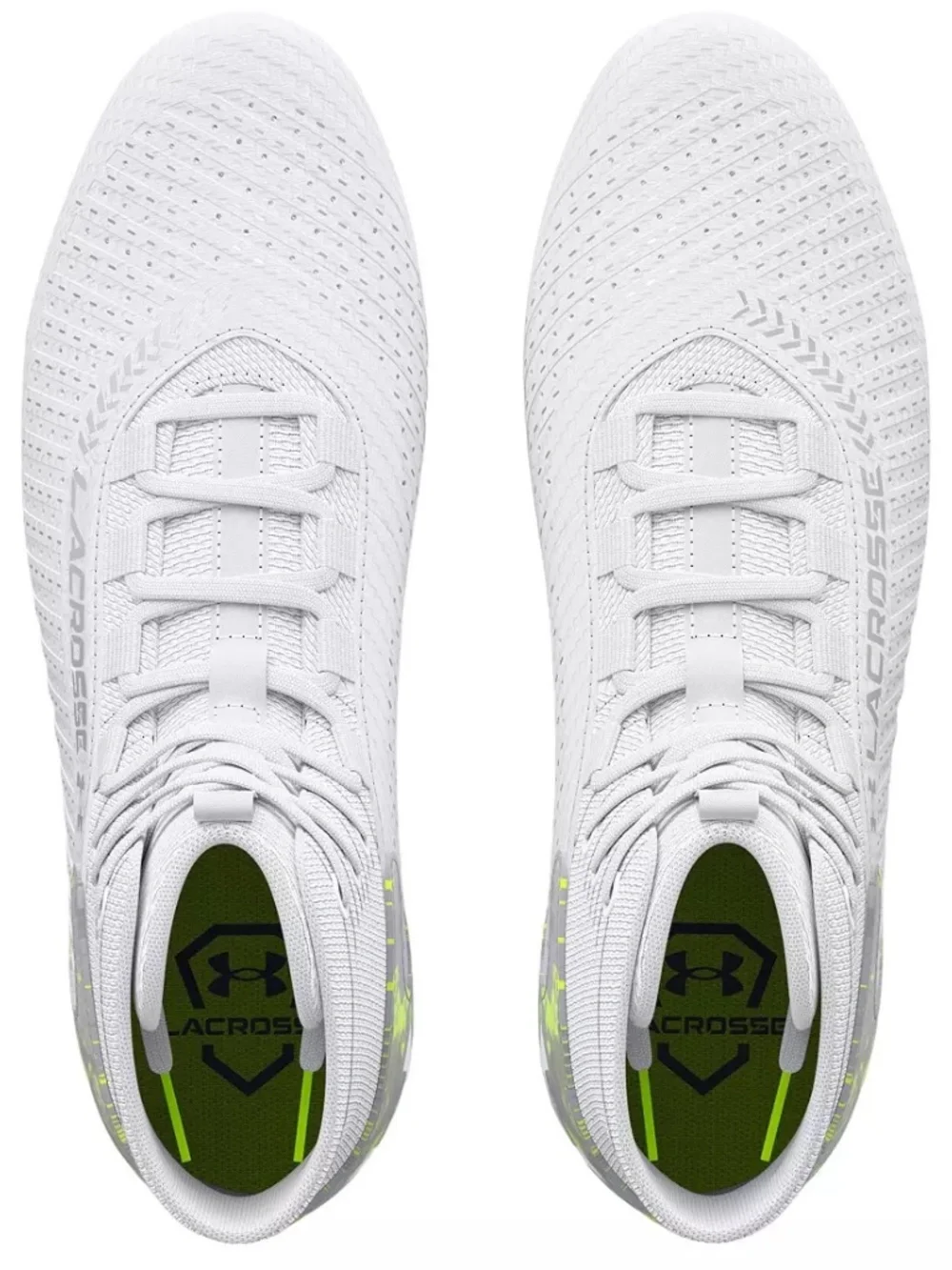 New youth 4.5 or 5 Under Armour highlight 2 MC white/green lacrosse cleats